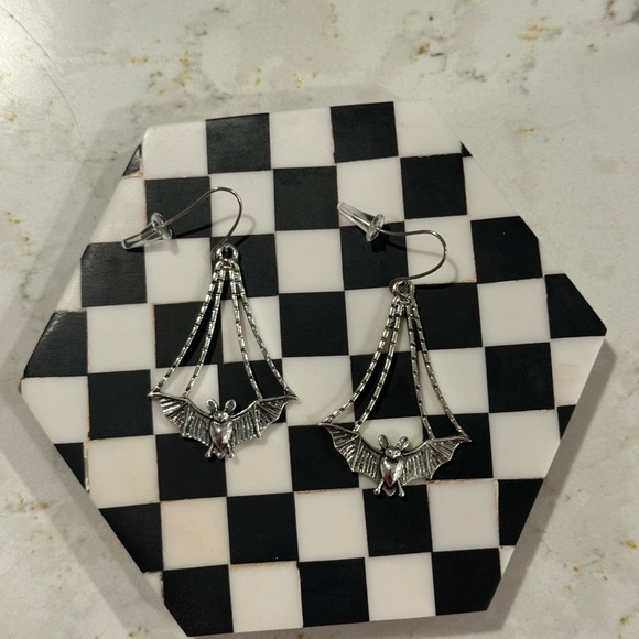 Jewelry - Silver Bat Charm Dangle Earrings